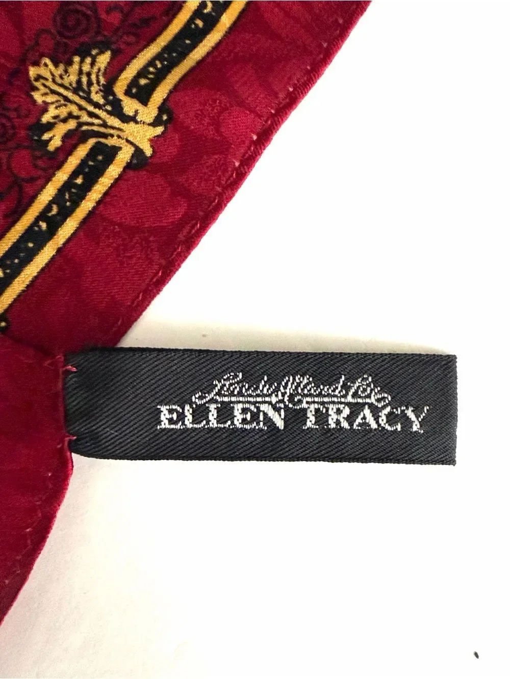 Ellen Tracy Silk Jacquard Scarf Grand Hotel De La Paix Madrid Travel Print Vtg